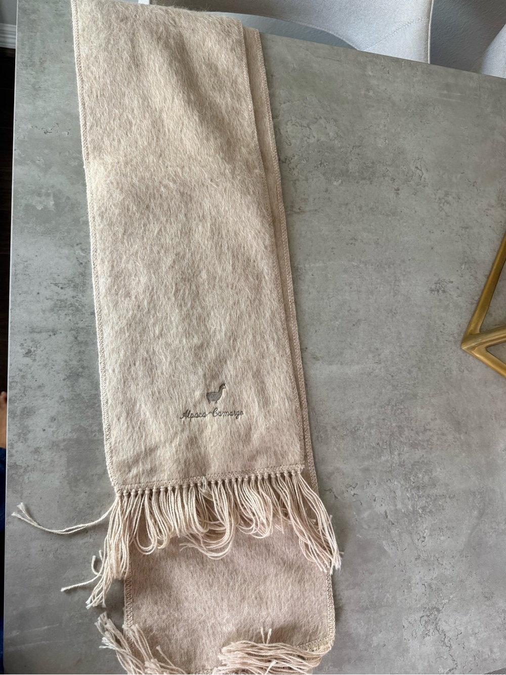 Alpaca Cottage Cream Faux Floral Throw Scarf